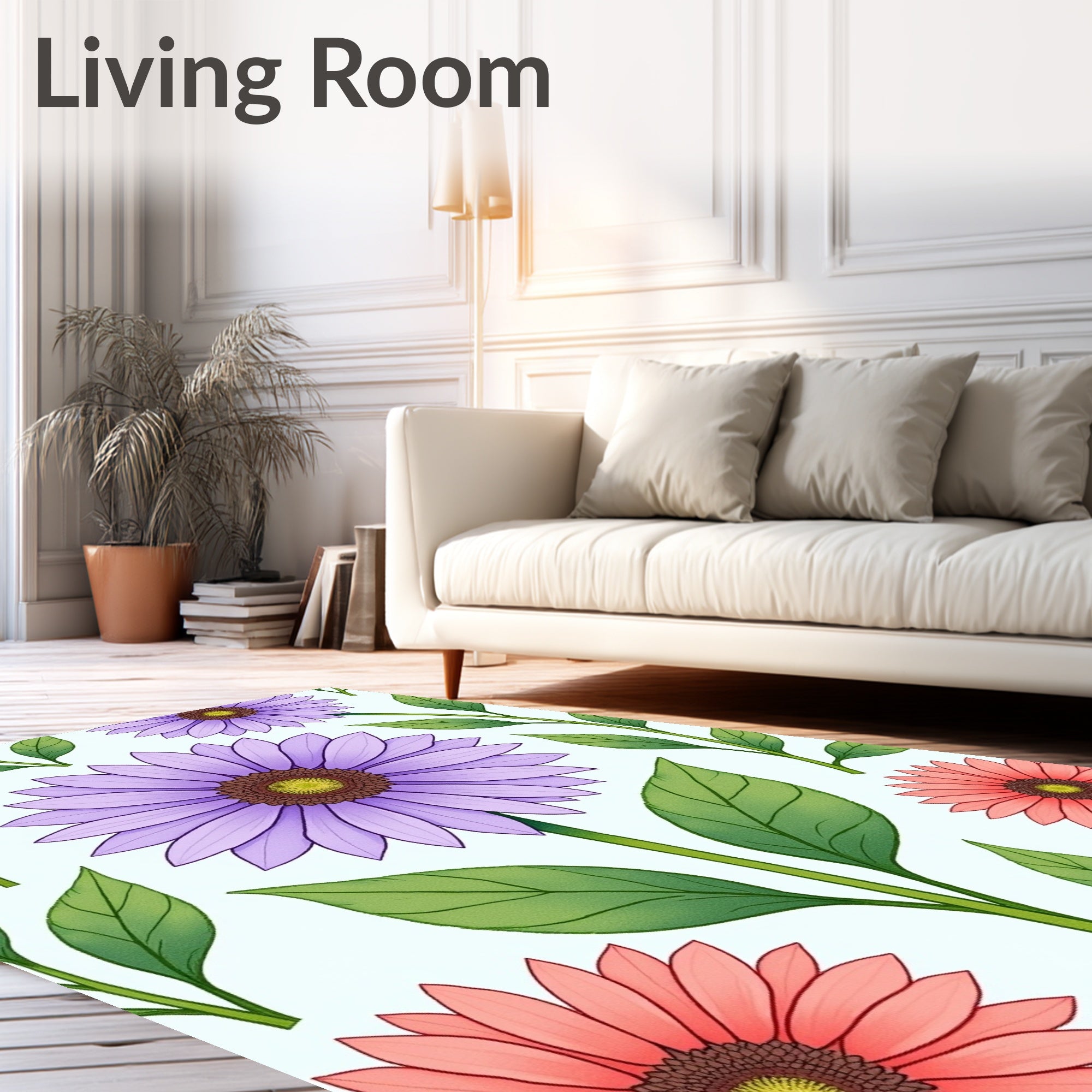 Purple Coral Daisy Garden Rug