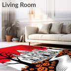 Spooky Haunted Mansion Pumpkin Scene Rug