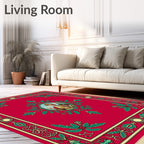 Crimson Laurel Portrait Festive Border Rug