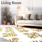 Shimmering Gold Snowflake Holiday Rug