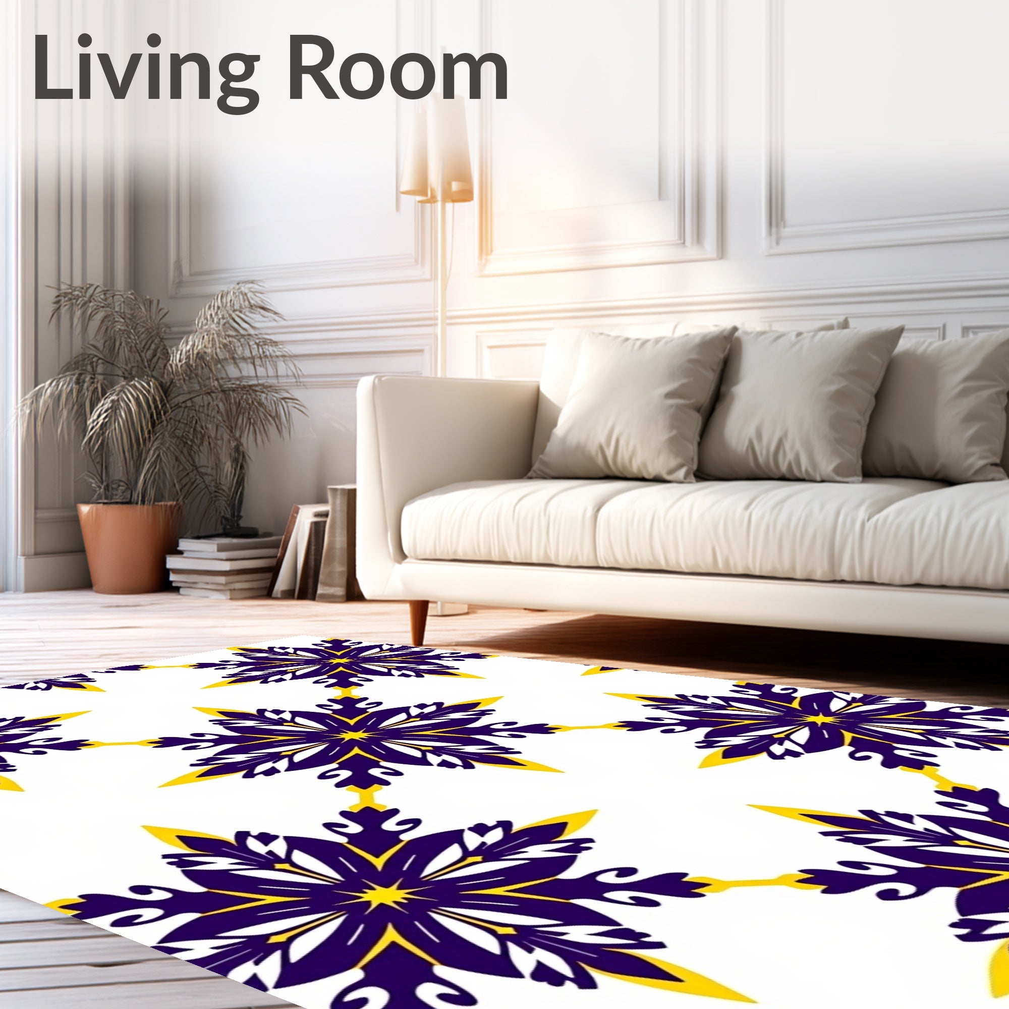 Indigo Yellow Starburst Medallion Rug