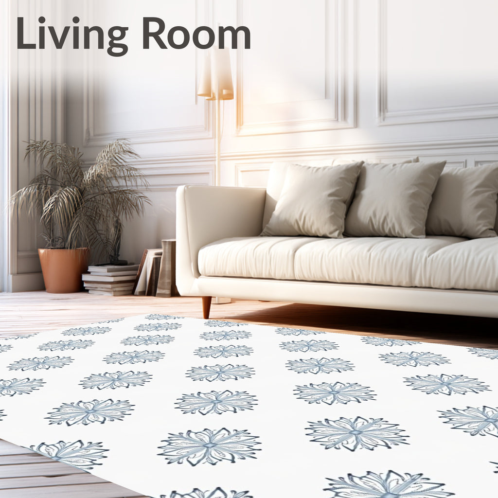 Blue Medallion Floral Art Deco Rug
