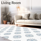Blue Medallion Floral Art Deco Rug