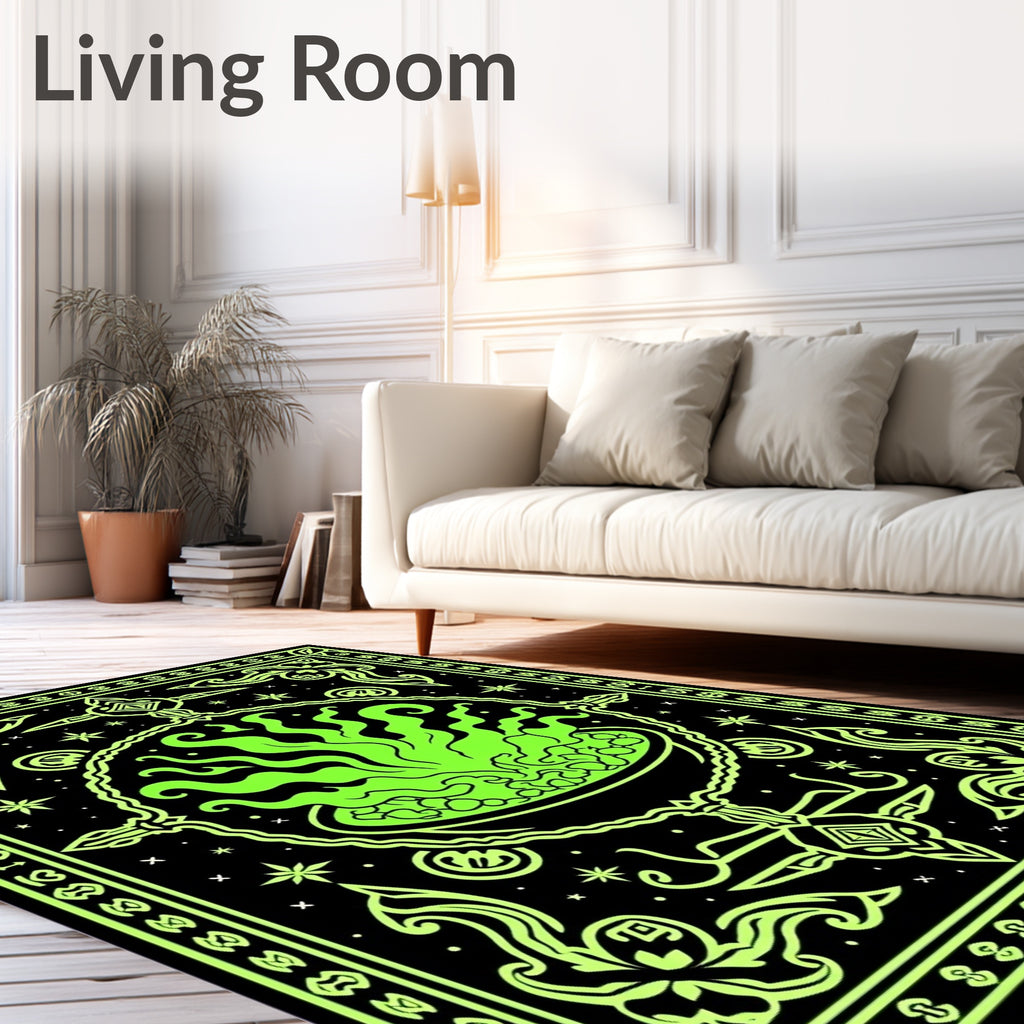 Wicked Cauldron Green Swirl Art Rug