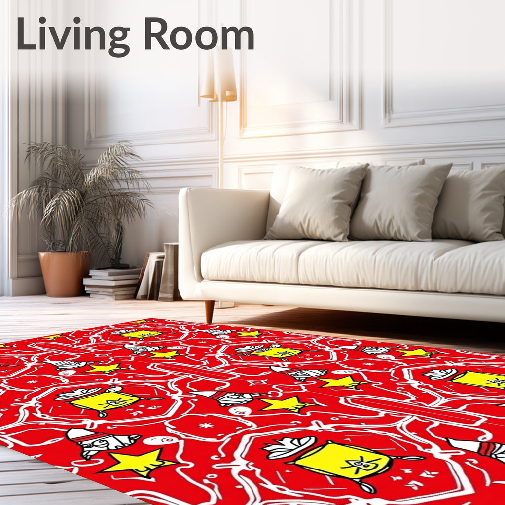 Red Yellow Gnomes Starlight Art Rug
