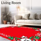 Red White Dove Holly Garland Ornament Rug