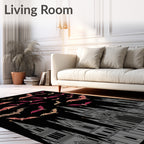 Gothic Bat Silhouette Castle Scape Rug