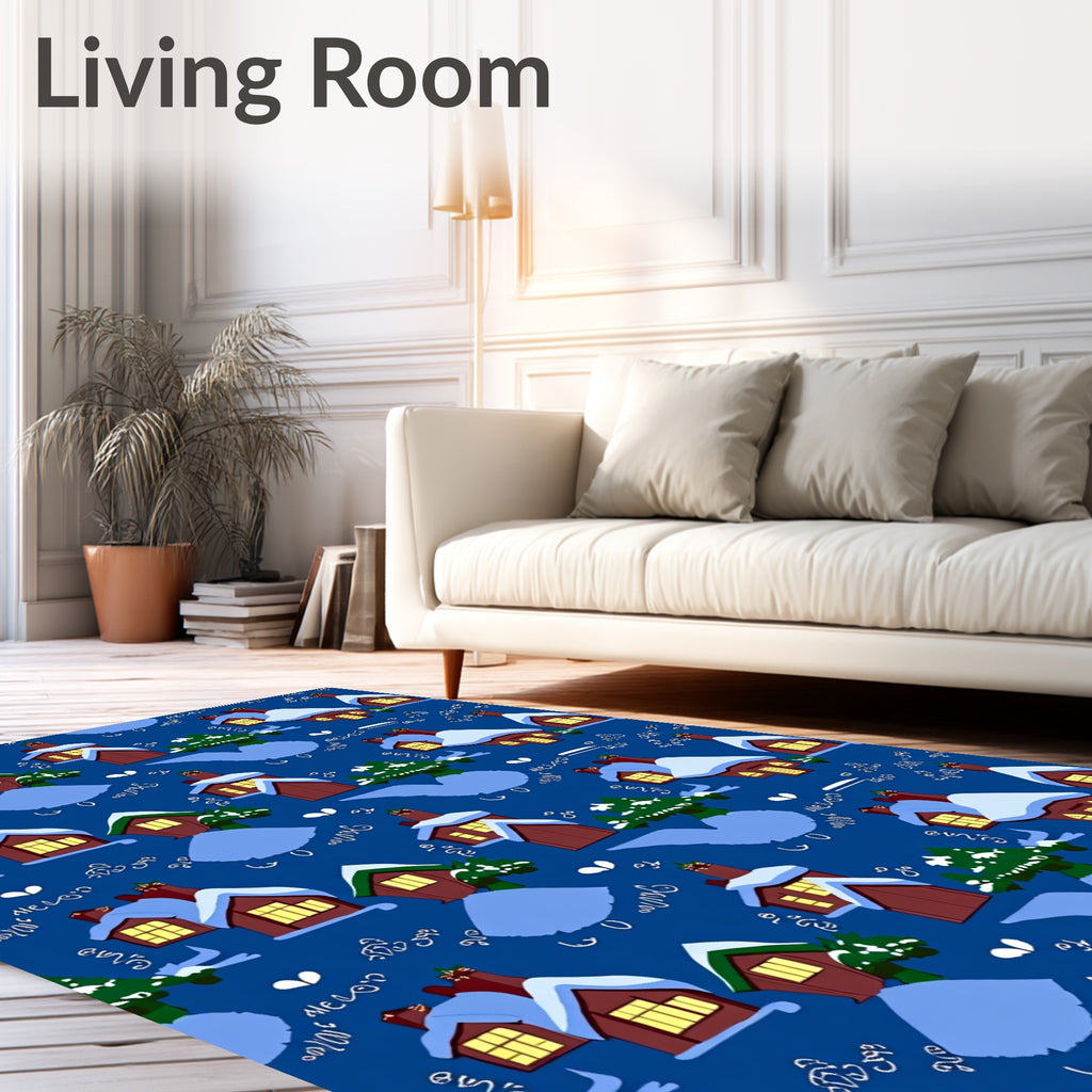 Cozy Snow Village Collection Houses Rug