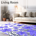 Violet Butterflies And Flowers Field Rug