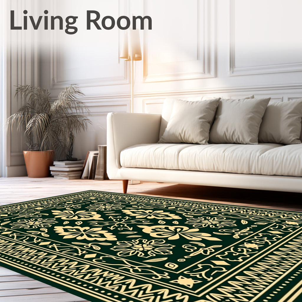 Classic Ivory Floral Medallion Border Rug