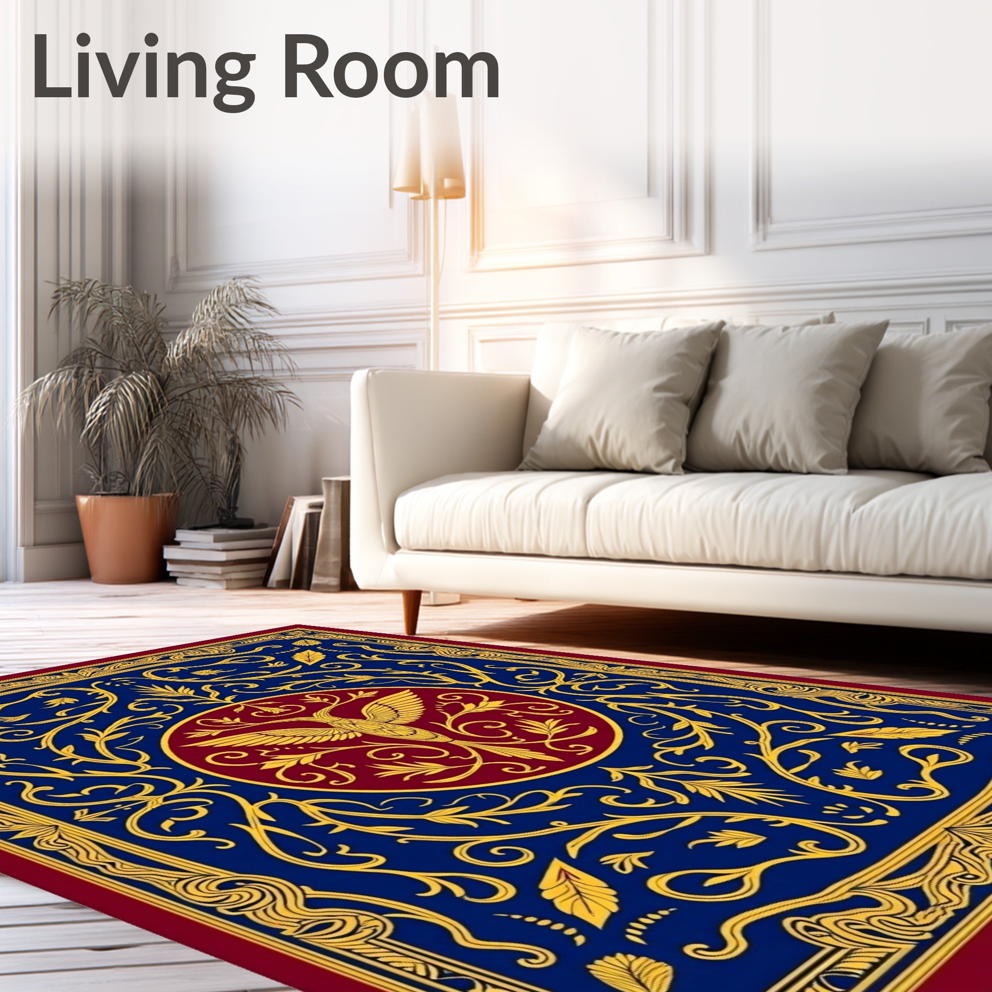 Regal Blue Golden Eagle Medallion Rug