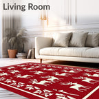 Crimson Red Deer Forest Border Rug