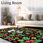 Whimsical Cranberry Skull Antler Rug