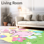 Pink Bunny Easter Egg Meadow Rug
