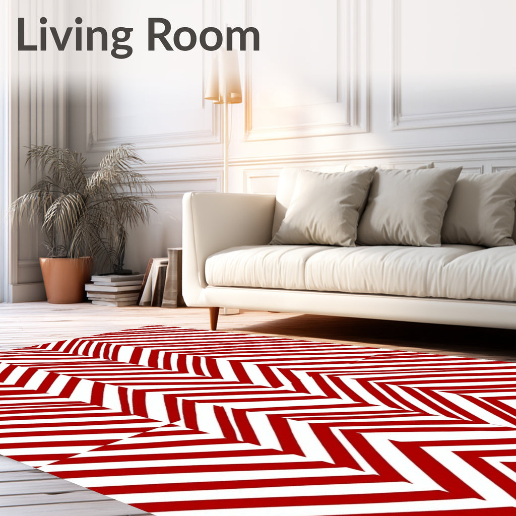 Bold Red Chevron Jagged Stripe Rug
