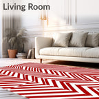 Bold Red Chevron Jagged Stripe Rug
