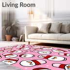 Pink Snowman Friends Holiday Rug
