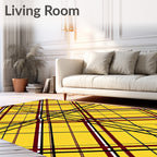 Bold Yellow Plaid With Red Stripes Rug