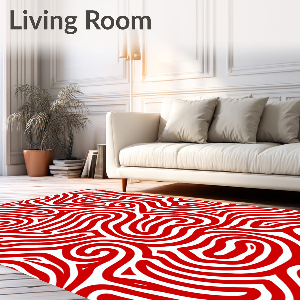 Vibrant Red Swirl Labyrinth Rug