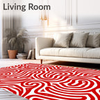 Vibrant Red Swirl Labyrinth Rug