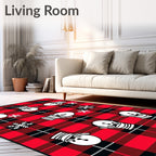Red Buffalo Plaid Mittens Snowflakes Rug