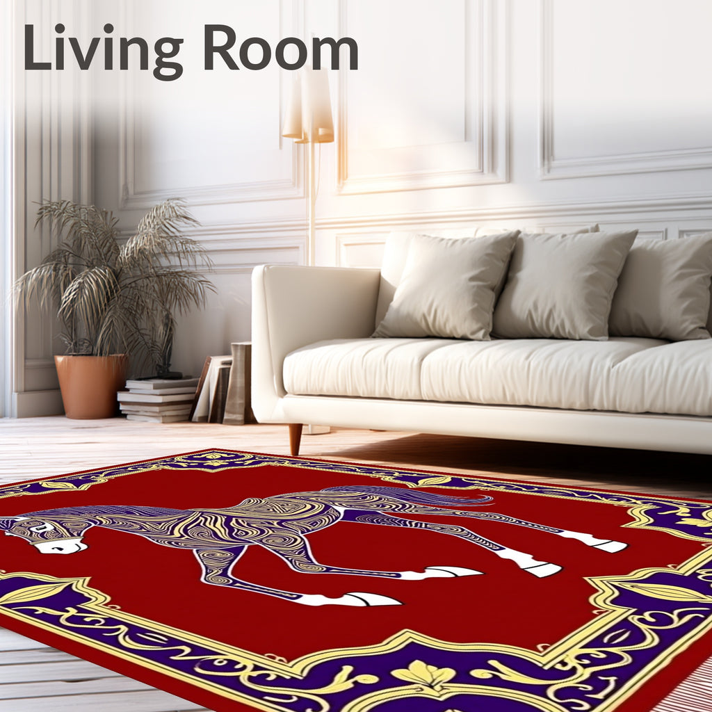 Crimson Horse With Purple Gold Trim Rug