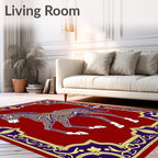 Crimson Horse With Purple Gold Trim Rug