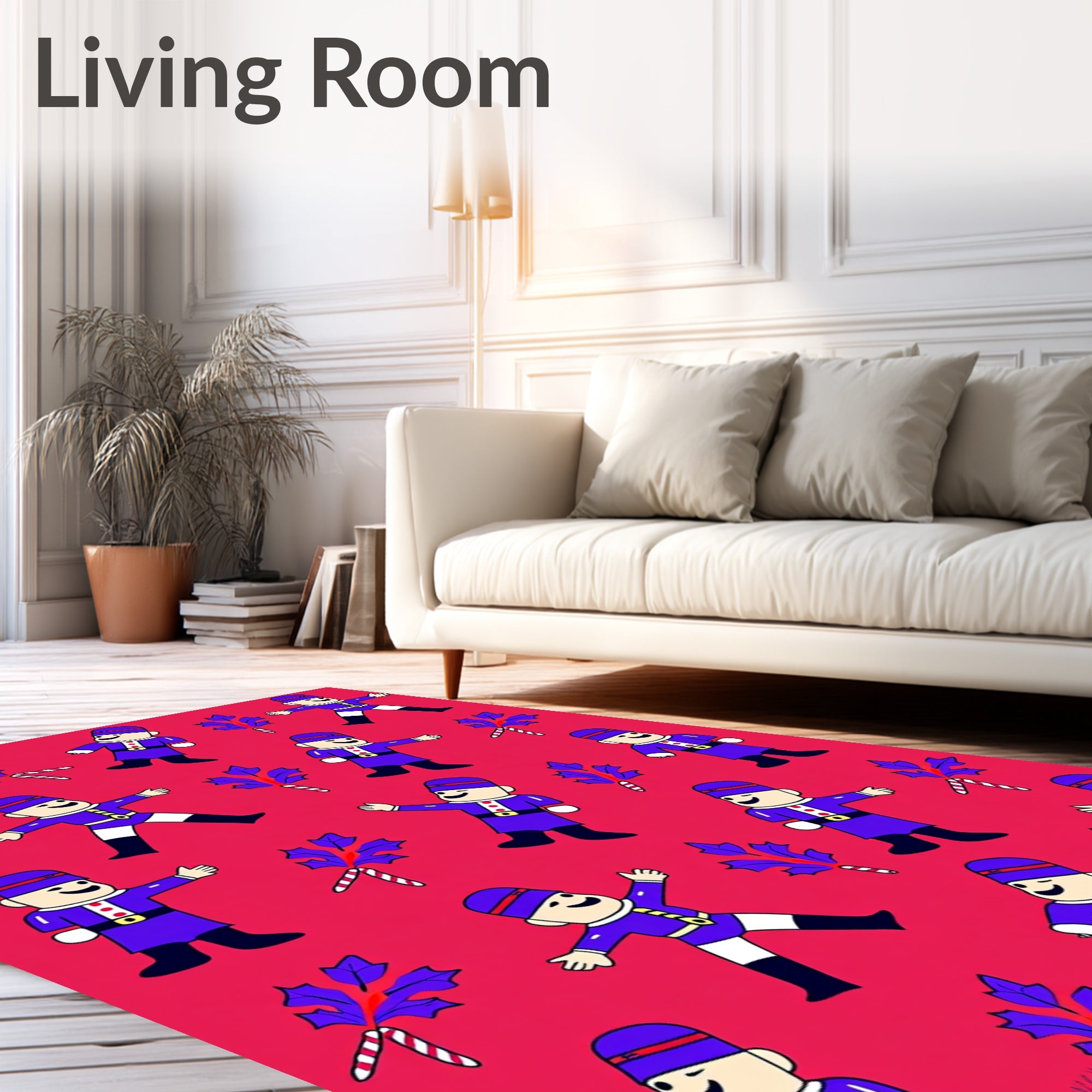 Purple Soldier Candy Cane Holly Red Rug