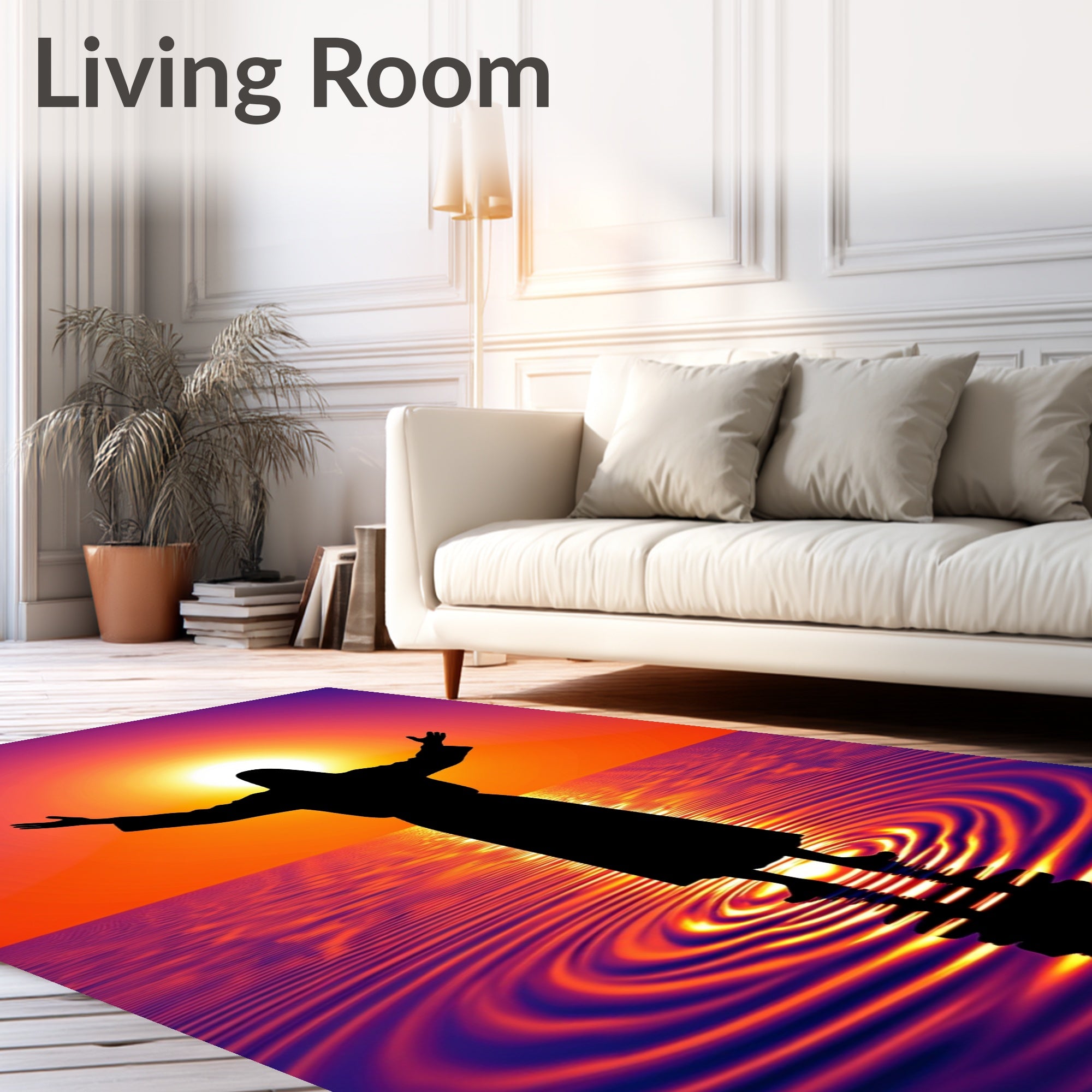 Radiant Sunset Figure Water Ripples Rug