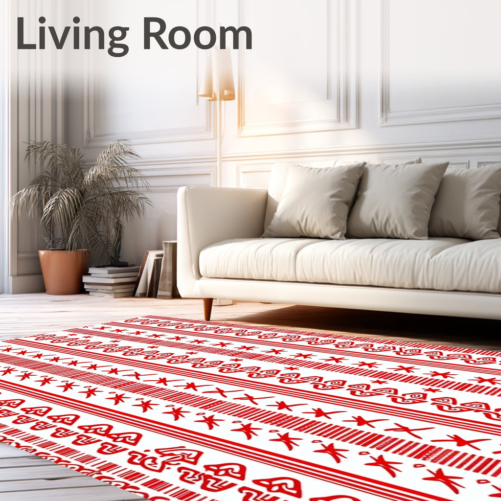 Crimson Tribal Stripe Geometric Rug