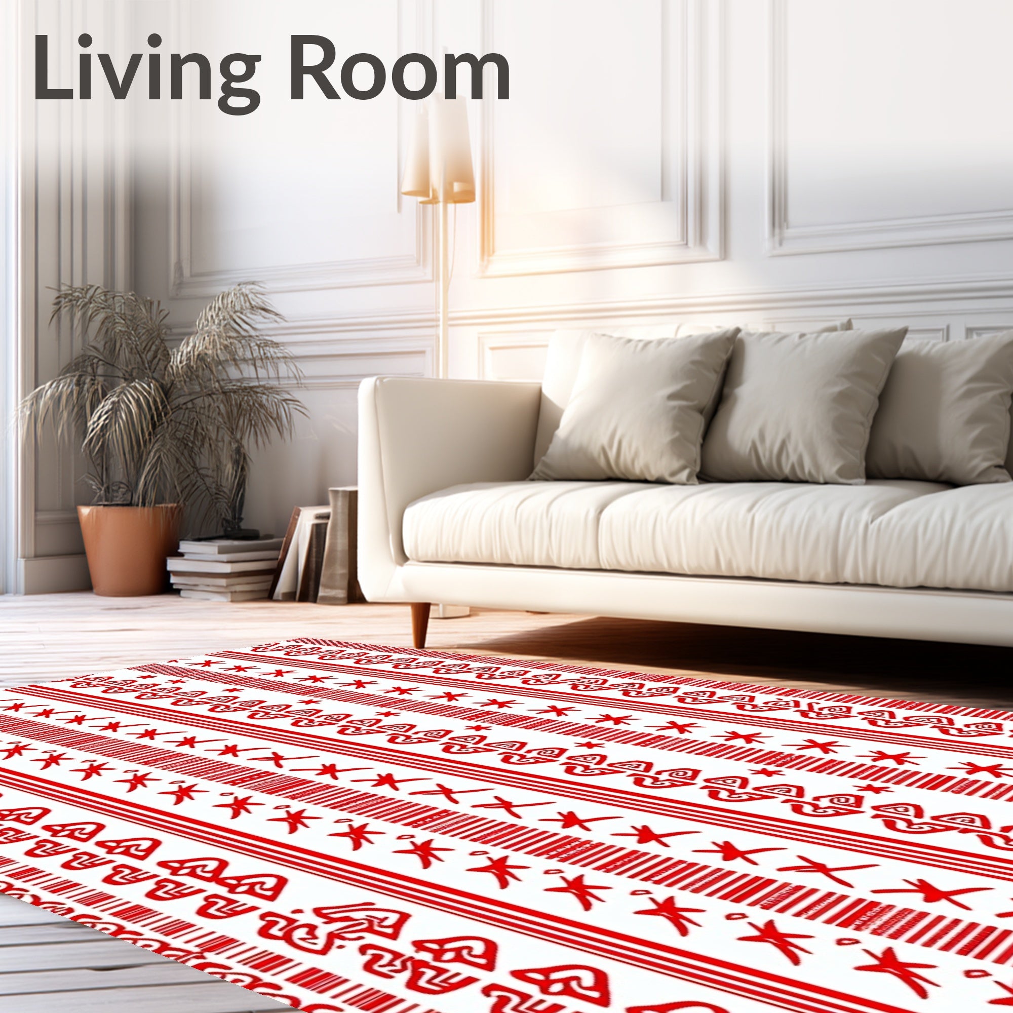 Crimson Tribal Stripe Geometric Rug