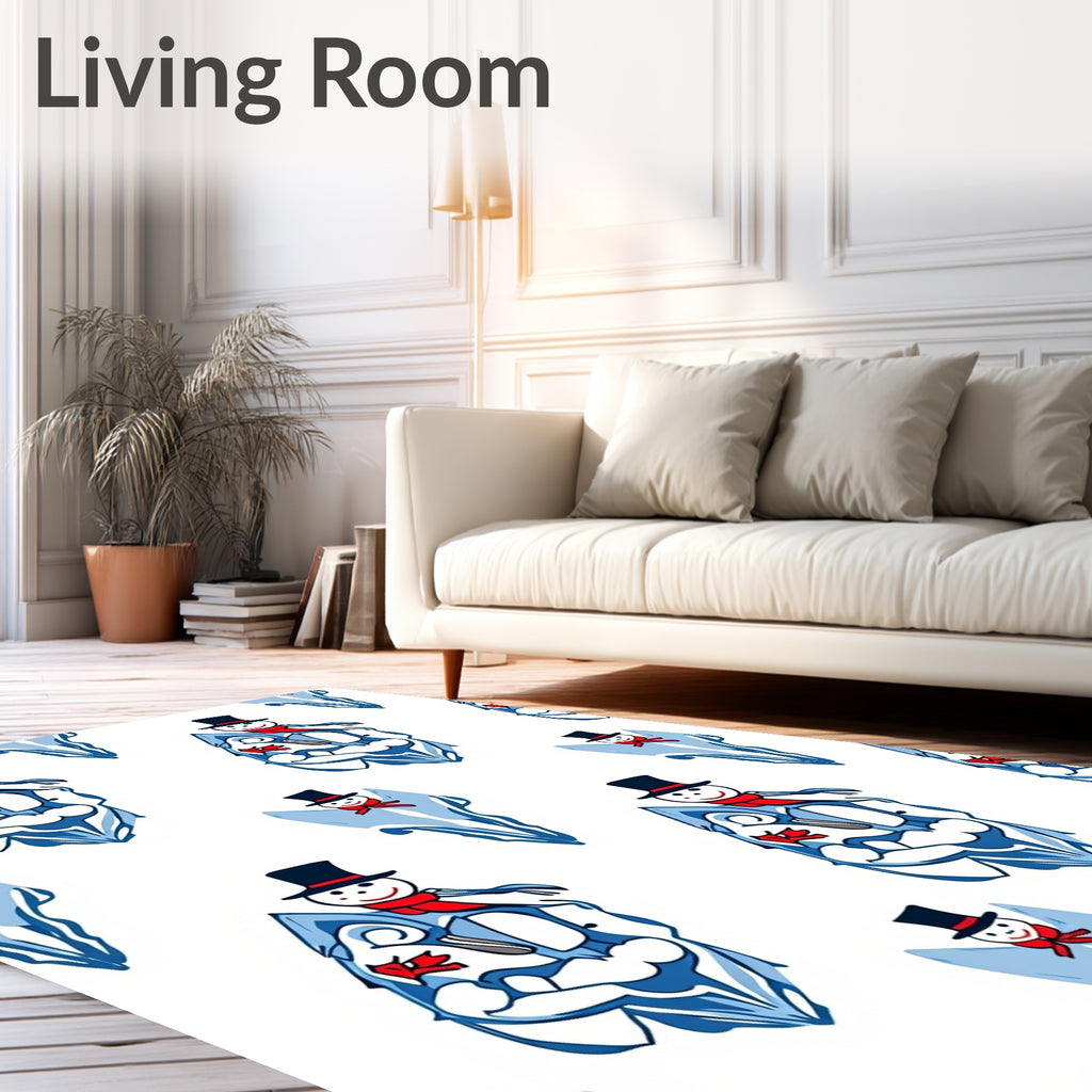 Cheery Snowman Blue Ice Icicles Rug