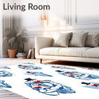 Cheery Snowman Blue Ice Icicles Rug
