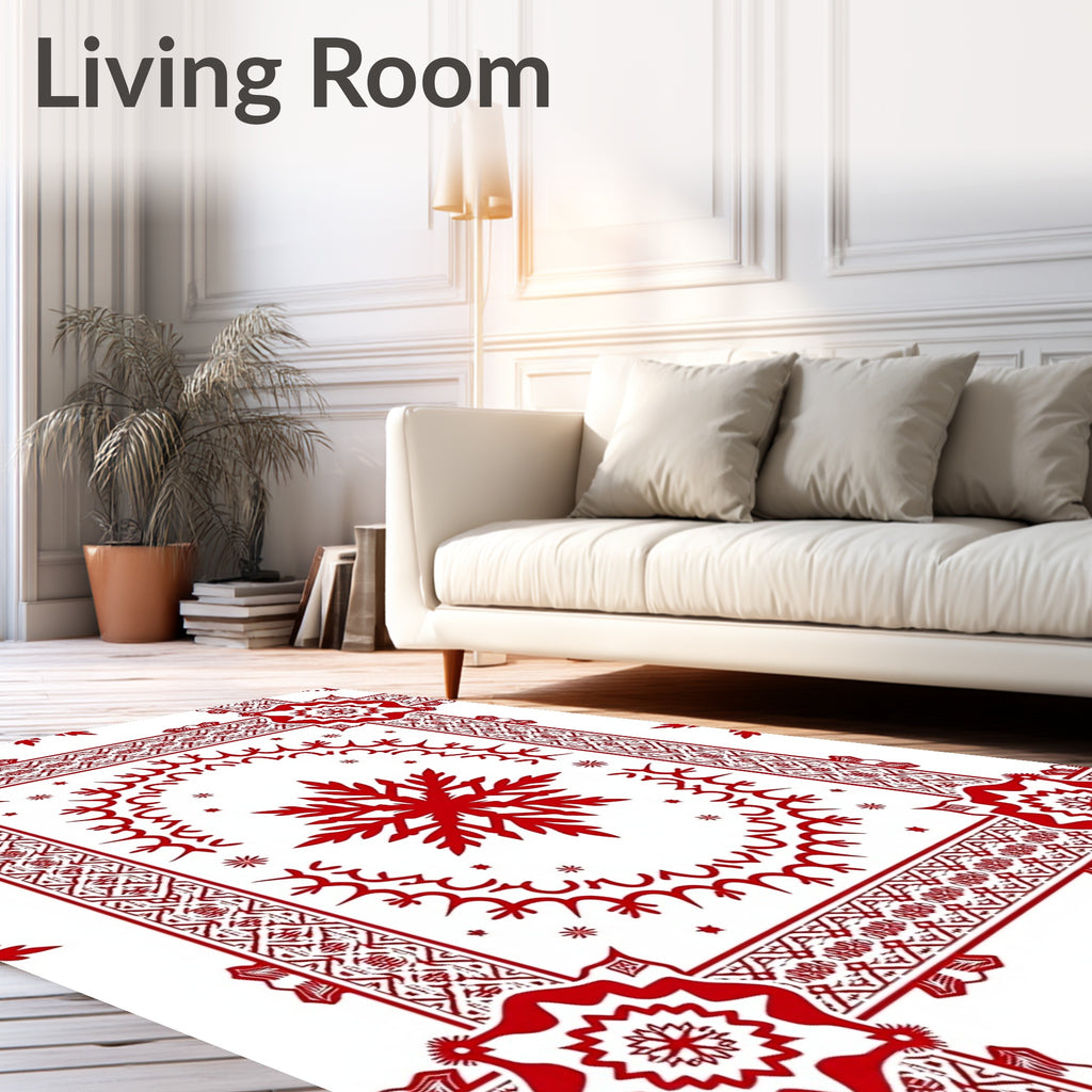 Floral Starburst Snowflake Composition Rug