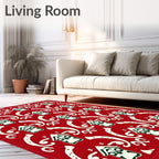 Red White House Tribal Geometric Rug