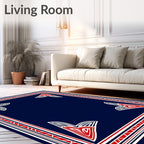 Bold Red White Navy Geometric Corners Rug