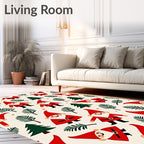 Merry Gnome Christmas Trees Garland Rug