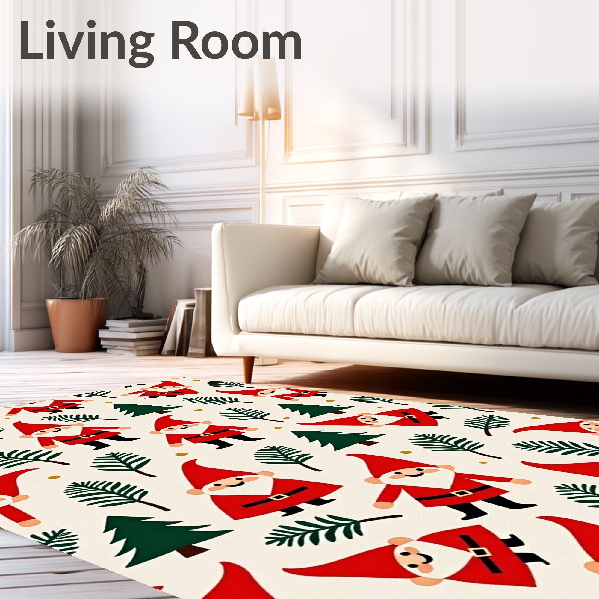Merry Gnome Christmas Trees Garland Rug