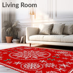 Festive Red Snowflakes Holiday Rug