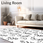 Black White Treble Clef Repeating Pattern Rug
