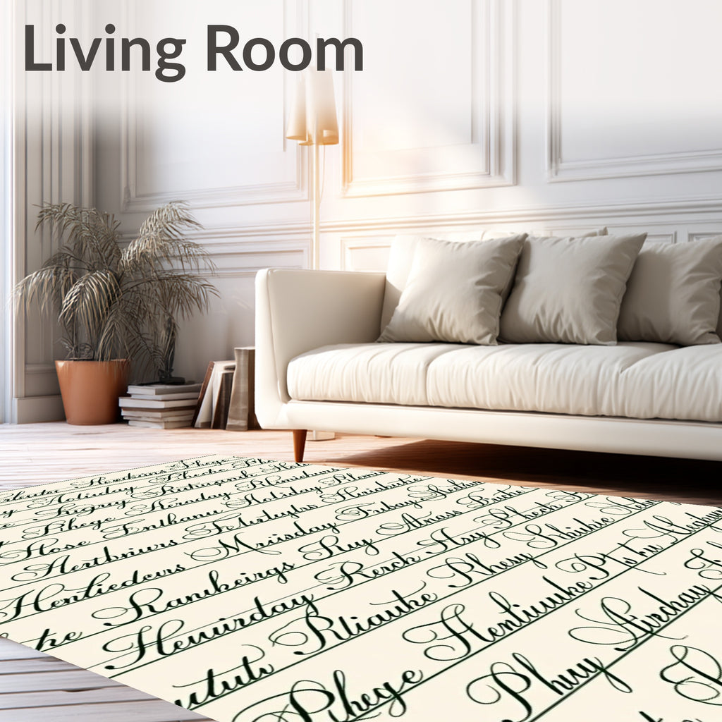 Script Text Lines Rug