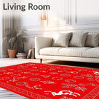 Global Red Primitive Animal Medallion Rug