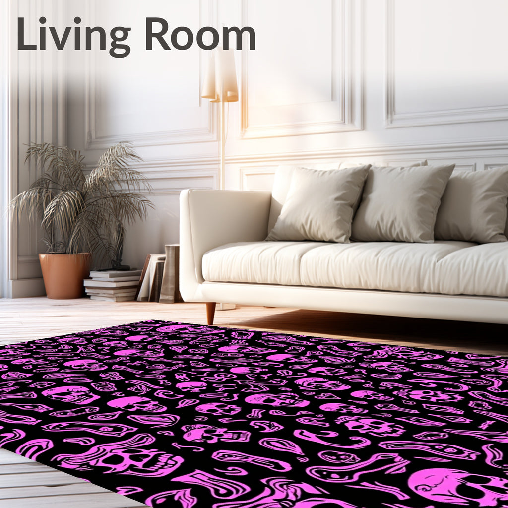 Pink Skull All Over Print Rug