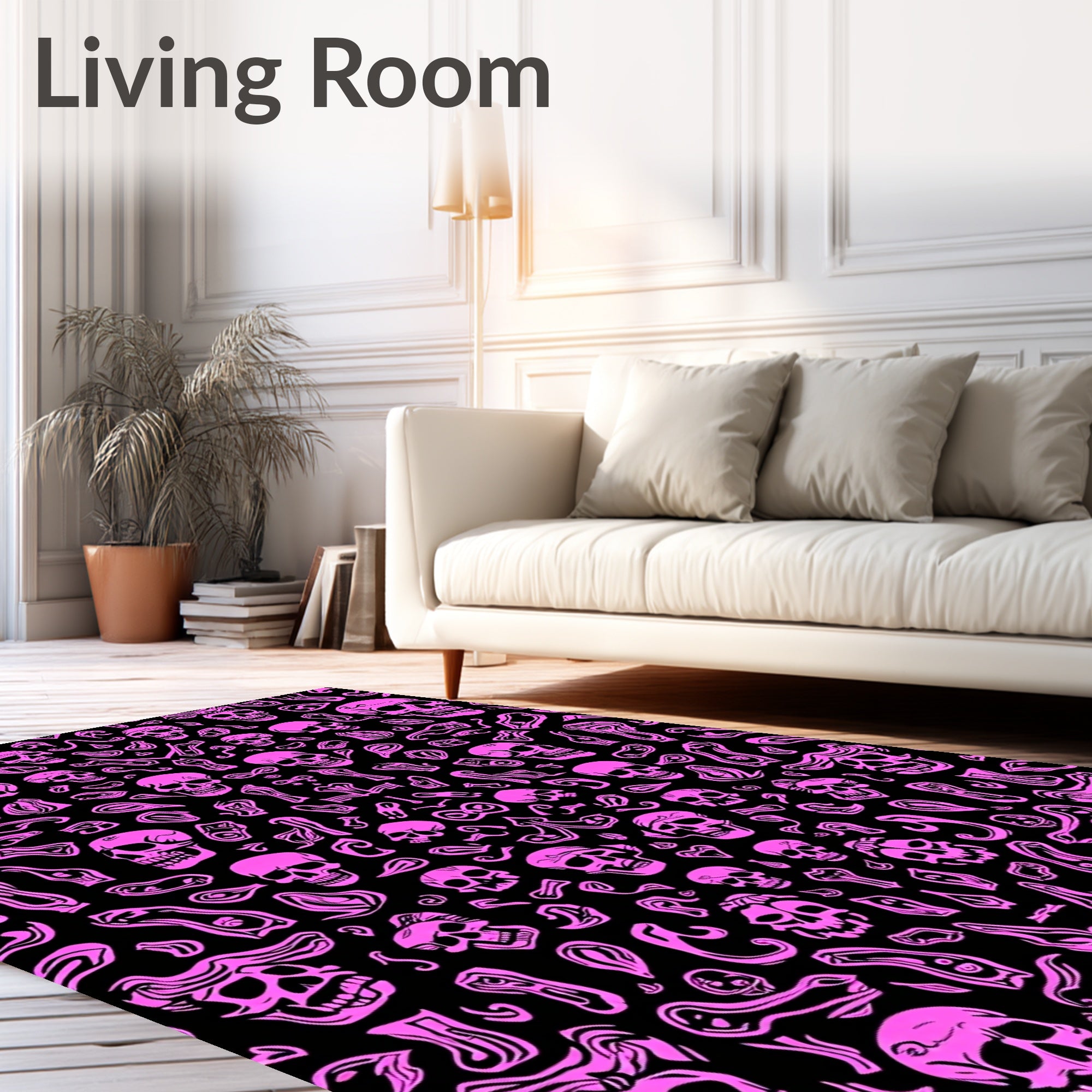 Pink Skull All Over Print Rug