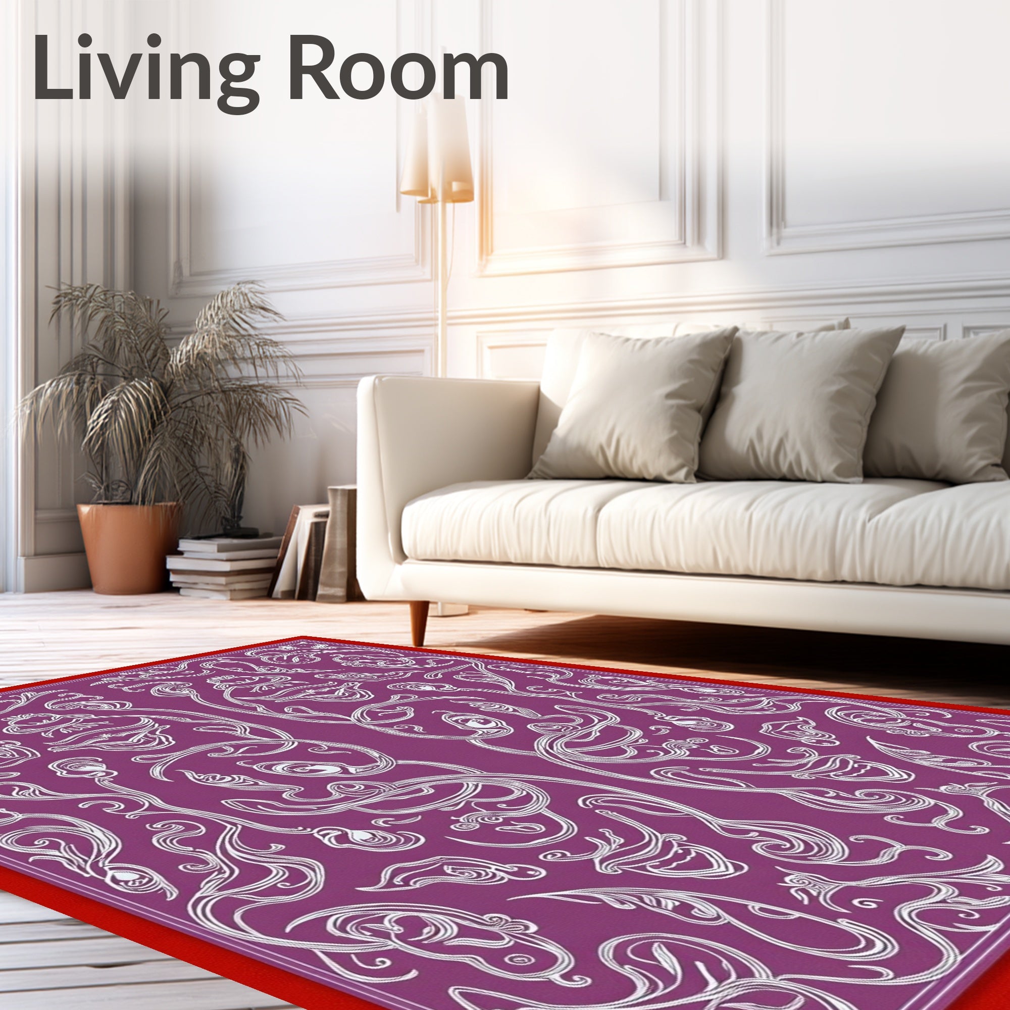 Art Nouveau Violet Whimsical Swirls Rug