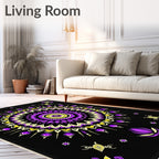 Vibrant Purple Yellow Medallion Mandala Rug