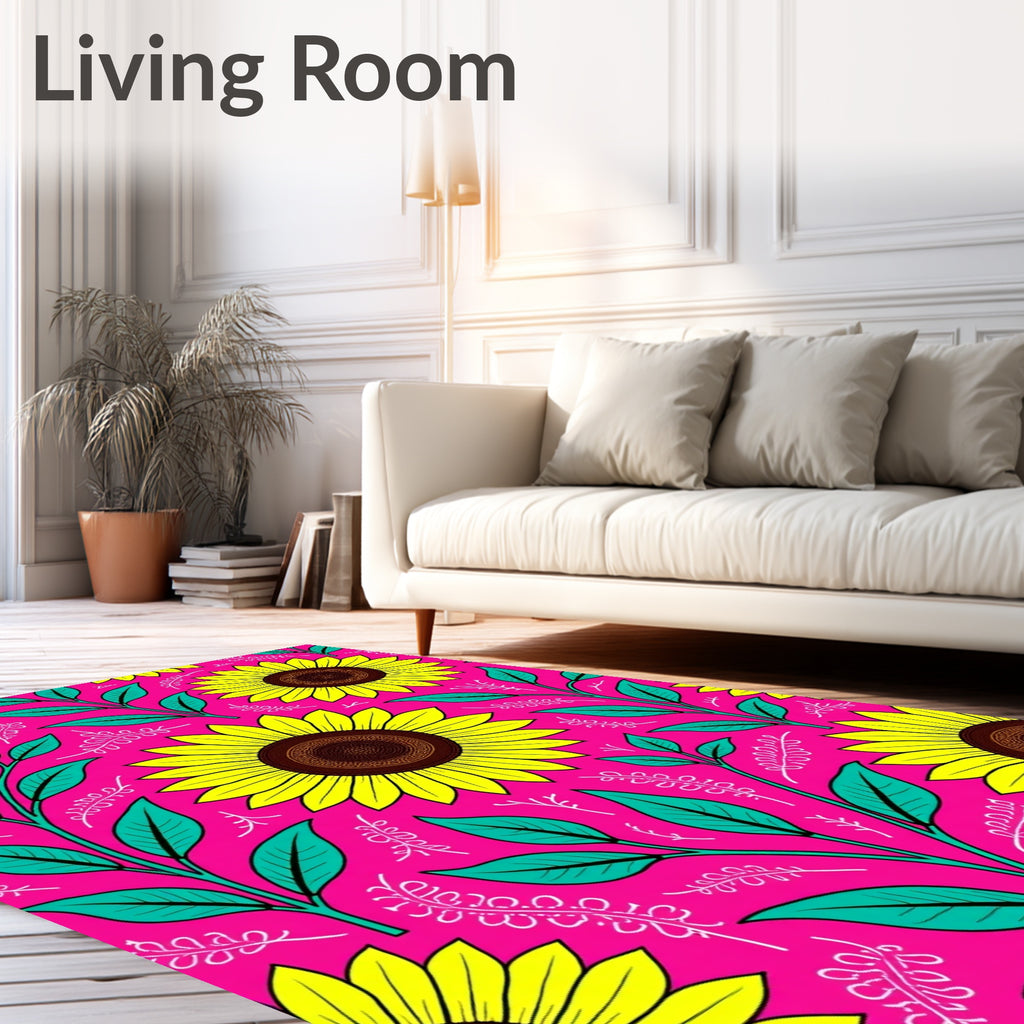 Vibrant Sunflower Botanical Bloom Rug