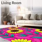 Vibrant Sunflower Botanical Bloom Rug