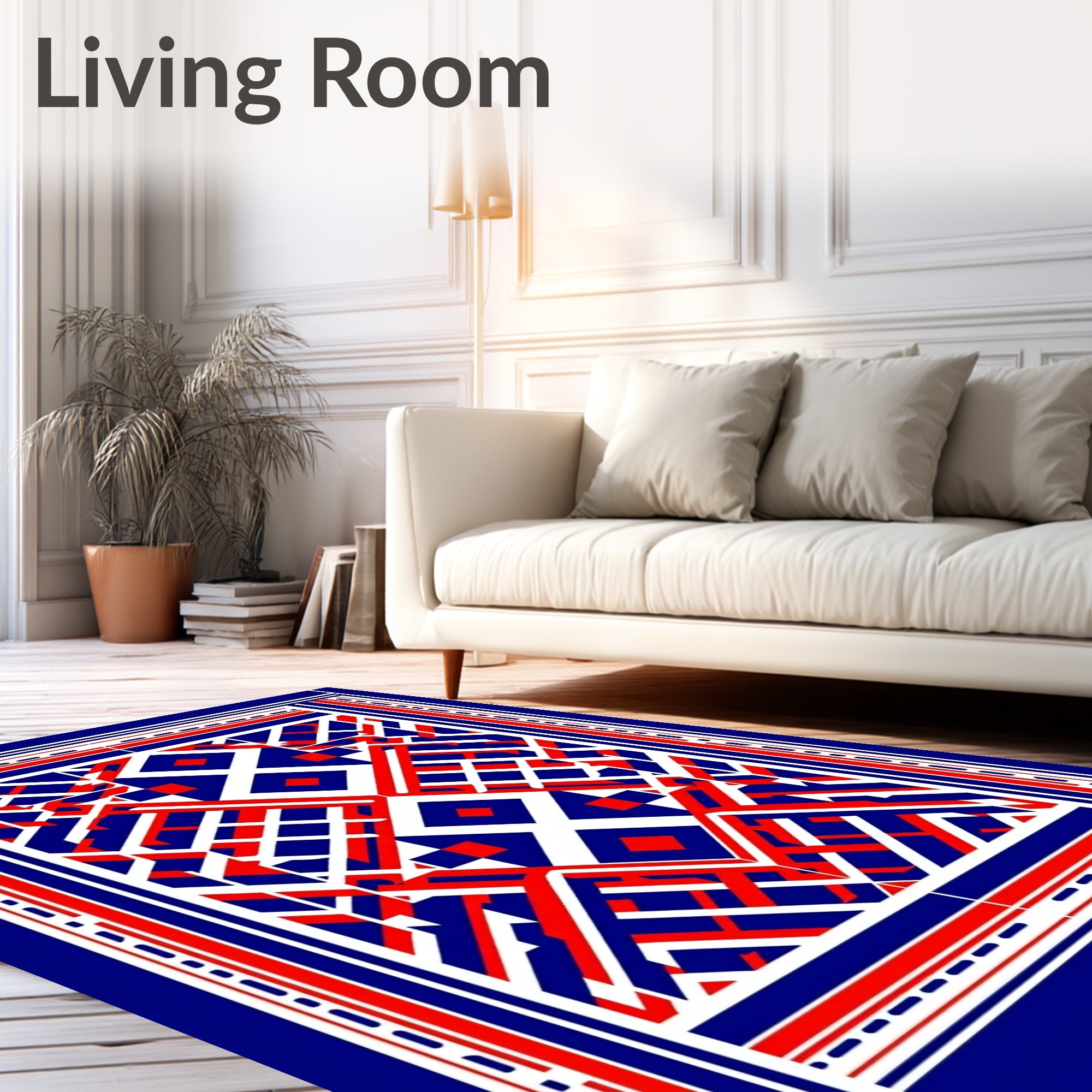 Geometric interlocking diamond and stripe Rug
