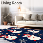 Festive Snowman Red Scarf Snowflakes Rug